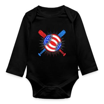 4 juillet Couleurs nationales Fête nationale des États-Unis - Body Bébé bio manches longues - noir - Devant