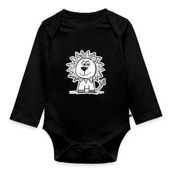 Lion Tête de Lion - Body Bébé bio manches longues - noir - Devant