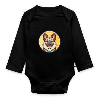 Carpathian Shepherd Dog Breed Funny Cartoon Kawaii - Organic Longsleeve Baby Bodysuit - black - Front