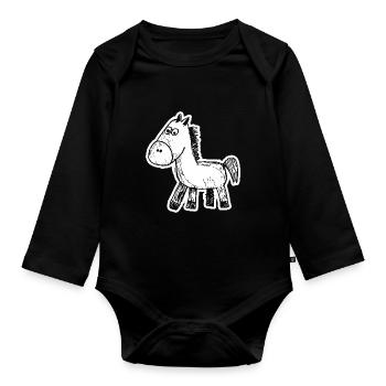 Horse Horses Riding Rider Rider - Organic Longsleeve Baby Bodysuit - black - Front