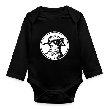 pigeon carrier pigeon pigeon fancier gifts - Organic Longsleeve Baby Bodysuit - black - Front