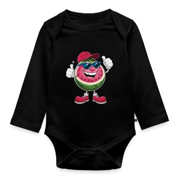 Wassermelone - Baby Bio-Langarm-Body - Schwarz - Vorne