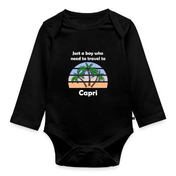 Urlaub auf Capri in Italien - Baby Bio-Langarm-Body - Schwarz - Vorne