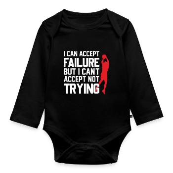 Design de basket-ball cool avec un dicton motivant - Body Bébé bio manches longues - noir - Devant