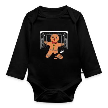 Lebkuchenmann Lebkuchenherz Lebkuchen Naschen - Baby Bio-Langarm-Body - Schwarz - Vorne