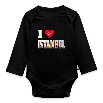 I love istanbul - ich liebe Istanbul - Organic Longsleeve Baby Bodysuit - black - Front