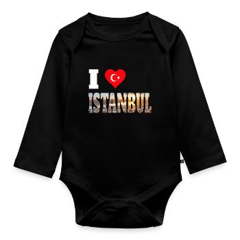 I love istanbul - ich liebe Istanbul - Organic Longsleeve Baby Bodysuit - black - Front