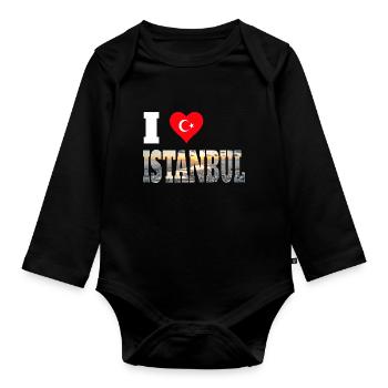 I love istanbul - ich liebe Istanbul - Organic Longsleeve Baby Bodysuit - black - Front