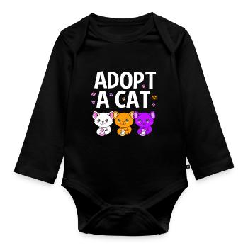 Cat Rescue Animal Rights Animal Rescue Animal Shelter - Organic Longsleeve Baby Bodysuit - black - Front