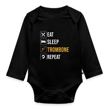 Posaune - Baby Bio-Langarm-Body - Schwarz - Vorne