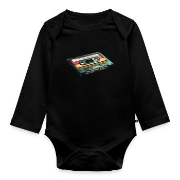 80s 90s Retro Party Carénage Cassette - Body Bébé bio manches longues - noir - Devant