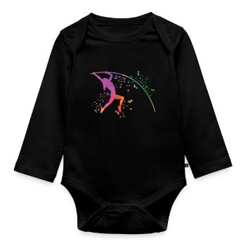 Perchiste Enfant Saut à la perche - Body Bébé bio manches longues - noir - Devant