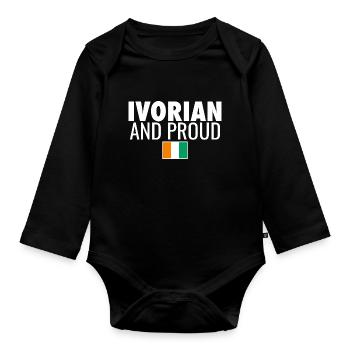 Drapeau ivoirien et fier de la Côte d’Ivoire - Body Bébé bio manches longues - noir - Devant