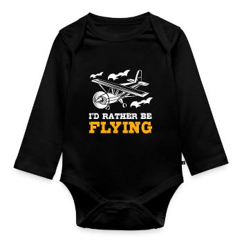 Pilot Airplane - Organic Longsleeve Baby Bodysuit - black - Front