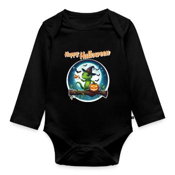 Gecko sorcier - Halloween - Body Bébé bio manches longues - noir - Devant
