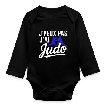 I can't I have judo - Organic Longsleeve Baby Bodysuit - black - Front