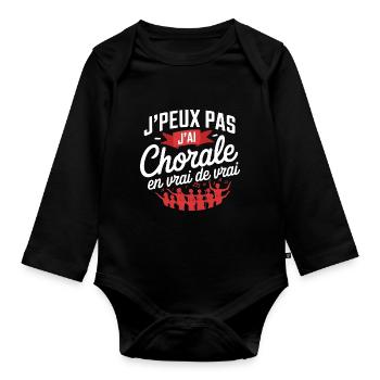 I can't I have Chorale En vrie de vrai - Organic Longsleeve Baby Bodysuit - black - Front