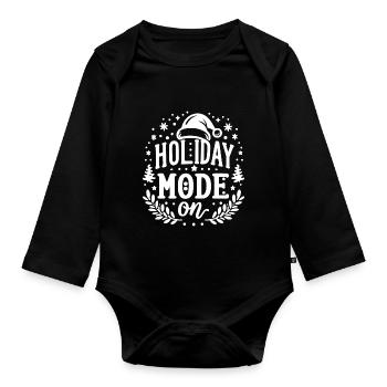 Holiday Mode On - Organic Longsleeve Baby Bodysuit - black - Front