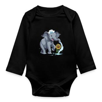 Elephant Elephant Maritime - Organic Longsleeve Baby Bodysuit - black - Front