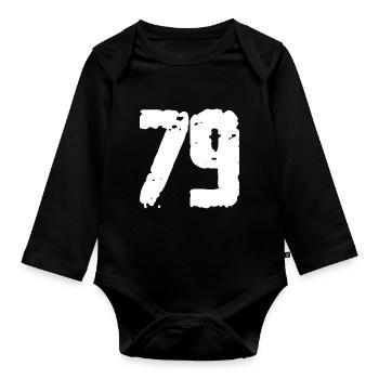 79 Number Vintage - Organic Longsleeve Baby Bodysuit - black - Front
