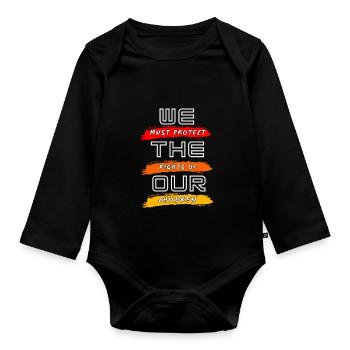 Wir müssen die Rechte unserer Kinder schützen - Baby Bio-Langarm-Body - Schwarz - Vorne