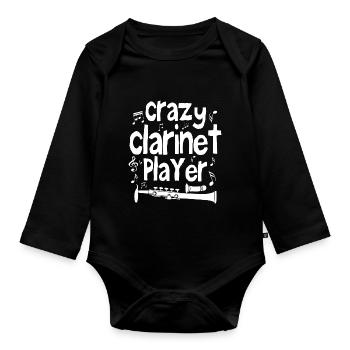 Crazy clarinet player - Body Bébé bio manches longues - noir - Devant