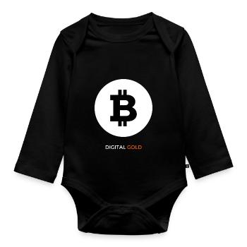 Digital Gold – Bitcoin Inspired Clothing - Organic Longsleeve Baby Bodysuit - black - Front