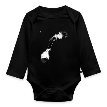La carte de la Norvège encadre le vrai football - Body Bébé bio manches longues - noir - Devant