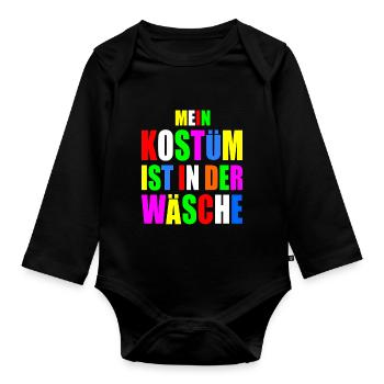 mein kostüm ist in der wäsche - Baby Bio-Langarm-Body - Schwarz - Vorne