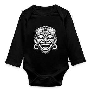 Maske - Baby Bio-Langarm-Body - Schwarz - Vorne