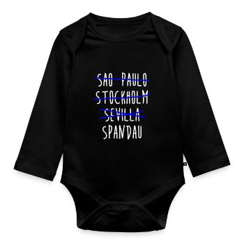 Sao Paulo Stockholm Sevilla Spandau Berlin Bezirk - Baby Bio-Langarm-Body - Schwarz - Vorne
