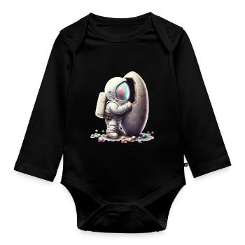 Pâques Pâques Lapin Veille de Pâques Dimanche de Pâques Oeuf de Pâques Printemps - Body Bébé bio manches longues - noir - Devant