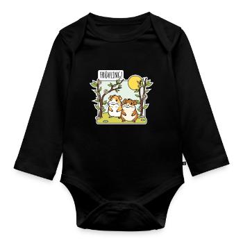 Der Frühling ist da! Und die Hamster freuen sich! - Baby Bio-Langarm-Body - Schwarz - Vorne