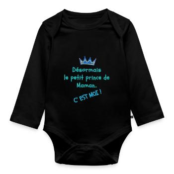 Petit prince de maman - Body Bébé bio manches longues - noir - Devant
