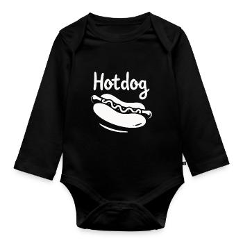 Hotdog Liebe in Schwarz-Weiß Look - Baby Bio-Langarm-Body - Schwarz - Vorne