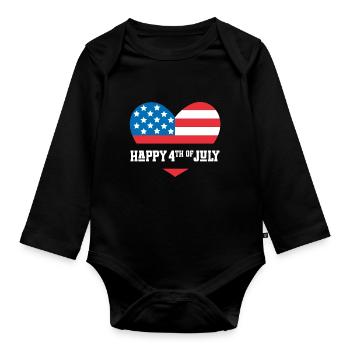 Joyeux 4 juillet - Body Bébé bio manches longues - noir - Devant