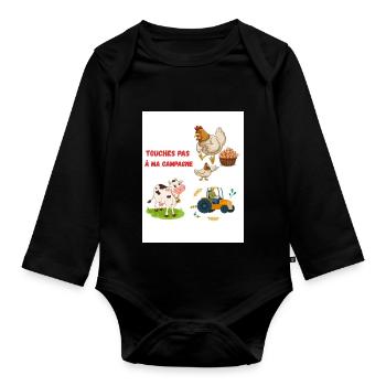 Don't touch my campaign - Organic Longsleeve Baby Bodysuit - black - Front