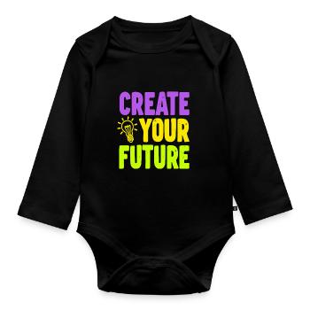 Create Your Future Light Bulb - Organic Longsleeve Baby Bodysuit - black - Front