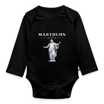 Masthuhn Bodybuilding Meme‑Statue Satire T‑Shirt - Baby Bio-Langarm-Body - Schwarz - Vorne
