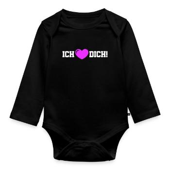 Je t’aime, mon cœur - Body Bébé bio manches longues - noir - Devant