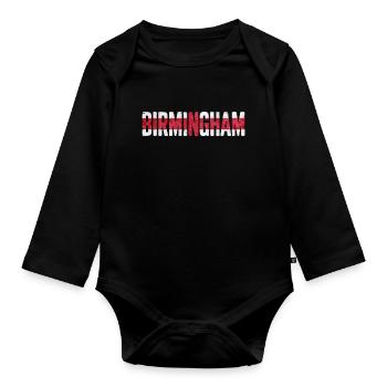 Birmingham, England - Organic Longsleeve Baby Bodysuit - black - Front