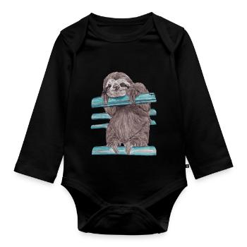 Hey mr sloth - Baby Bio-Langarm-Body - Schwarz - Vorne