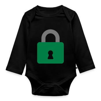 Vorhängeschloss - Baby Bio-Langarm-Body - Schwarz - Vorne