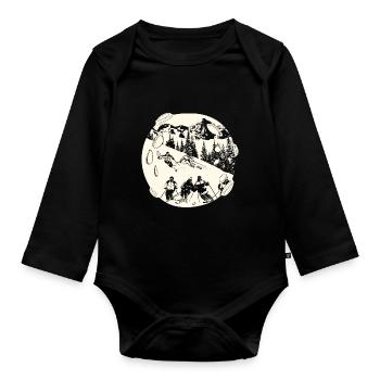 Ski Skiing Skiers - Organic Longsleeve Baby Bodysuit - black - Front