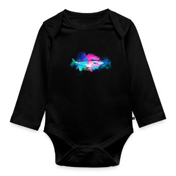 Fish Koehler colorful - Organic Longsleeve Baby Bodysuit - black - Front