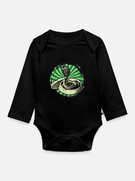 Cobra Schlange - Baby Bio-Langarm-Body - Schwarz