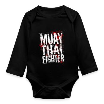 Muay Thai fighter white - Organic Longsleeve Baby Bodysuit - black - Front