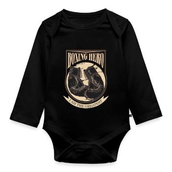 Boxing Hero - The Greatest - On Dark - Baby Bio-Langarm-Body - Schwarz - Vorne