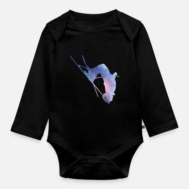 skieur - Body Bébé bio manches longues - noir