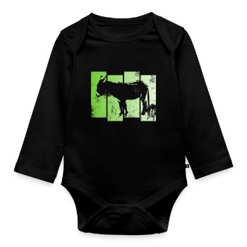 Donkey Funny Mane Hooves Stubborn Riding - Organic Longsleeve Baby Bodysuit - black - Front